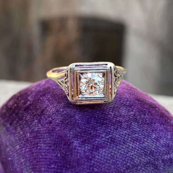 Vintage Diamond Solitaire Ring, 0.42ct. sold by Doyle and Doyle an antique and vintage jewelry boutique