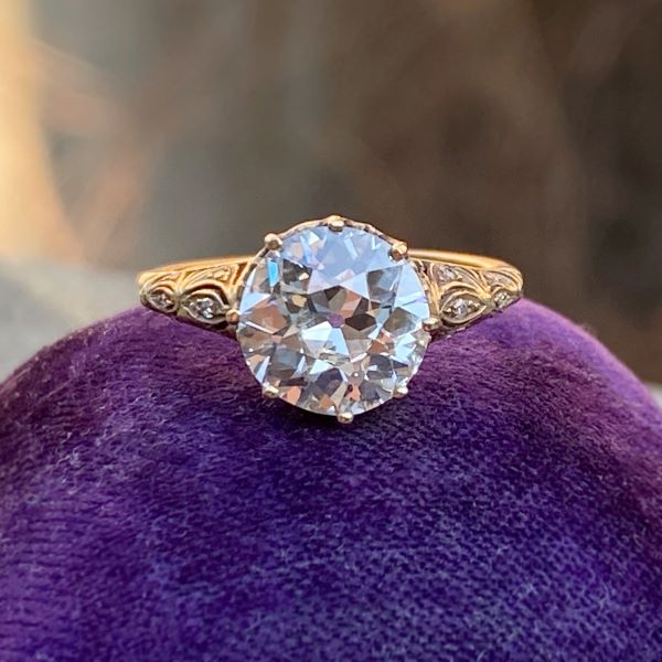 Vintage Filigree Engagement Ring, Old Euro 2.63ct. sold by Doyle and Doyle an antique and vintage jewelry boutique