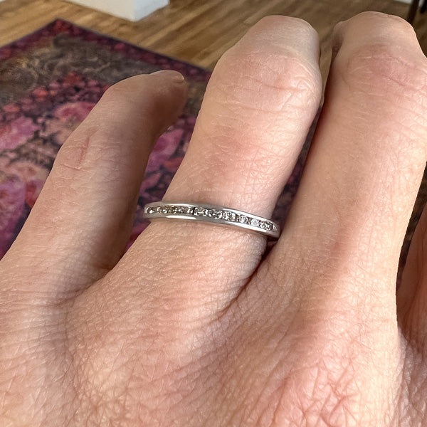 Vintage Diamond Wedding Band sold by Doyle and Doyle an antique and vintage jewelry boutique