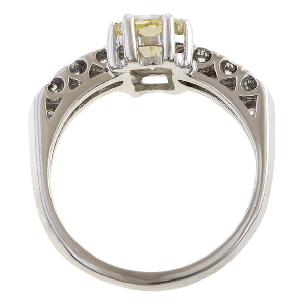 Vintage Yellow Diamond Engagement Ring, Rect. 1.10ct, sold by Doyle & Doyle antique and vintage jewelry boutique