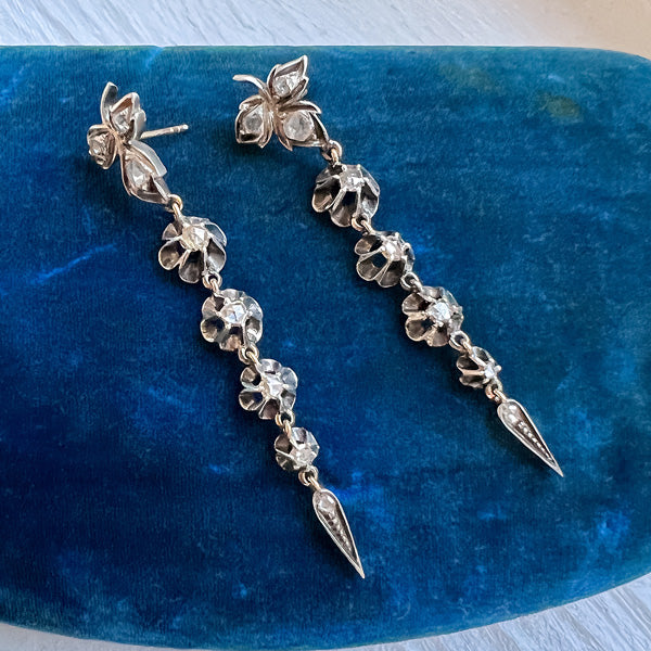 Antique Diamond Drop Earrings sold by Doyle and Doyle an antique and vintage jewelry boutique