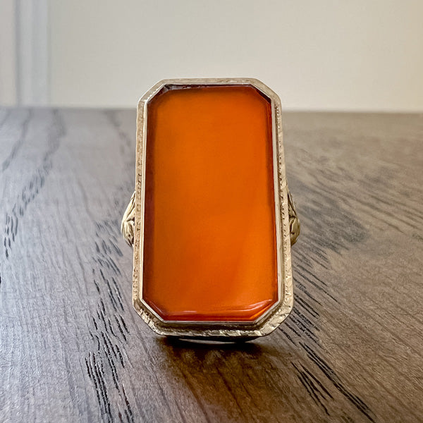 Vintage Carnelian Ring sold by Doyle and Doyle an antique and vintage jewelry boutique