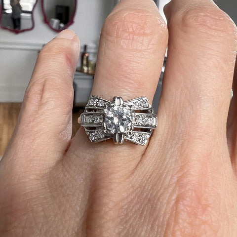 Vintage Diamond Engagement Ring sold by Doyle and Doyle an antique and vintage jewelry boutique