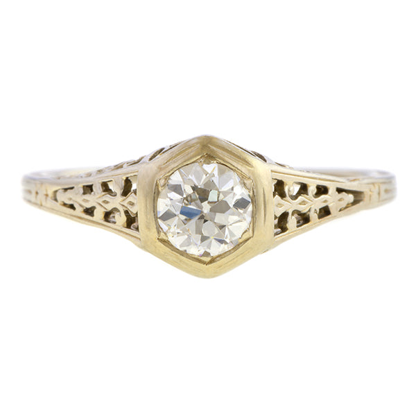 Vintage Filigree Engagement Ring, Old Euro 0.35ct, sold by Doyle & Doyle antique and vintage jewelry boutique