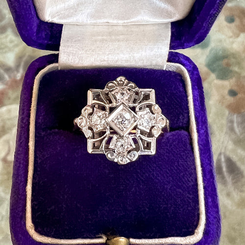 Vintage Diamond Ring, Old Euro 0.10ct. sold by Doyle and Doyle an antique and vintage jewelry boutique