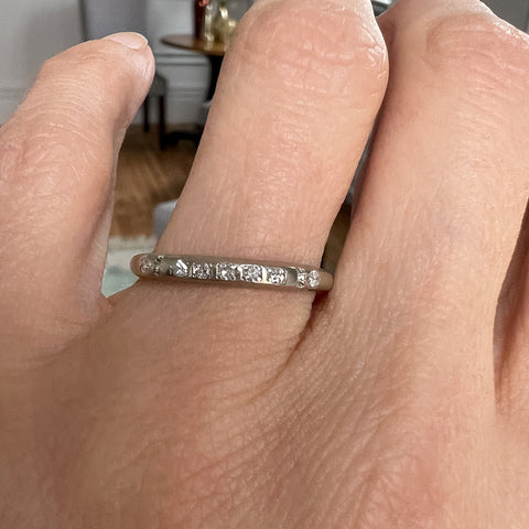 Vintage Diamond Wedding Band sold by Doyle and Doyle an antique and vintage jewelry boutique