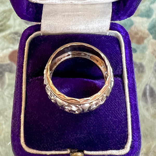 Vintage Patterned Two Toned Wedding Band sold by Doyle and Doyle an antique and vintage jewelry boutique