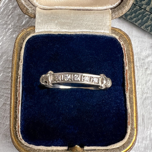 Vintage Diamond Wedding Band sold by Doyle and Doyle an antique and vintage jewelry boutique