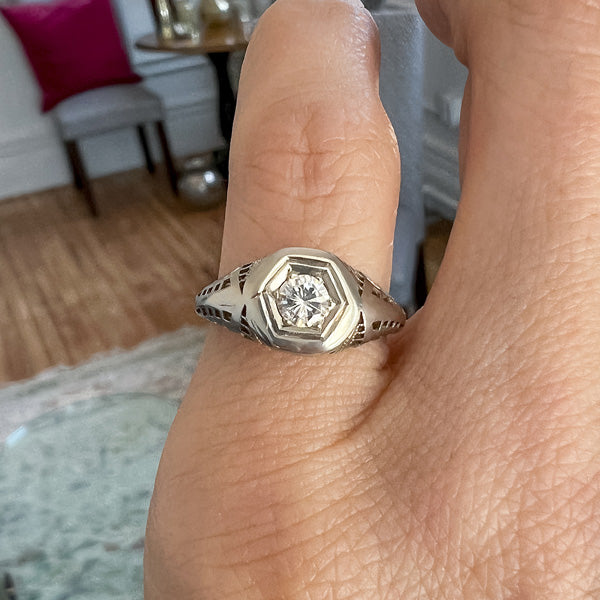 Vintage Diamond Engagement Ring, RBC 0.20ct. sold by Doyle and Doyle an antique and vintage jewelry boutique
