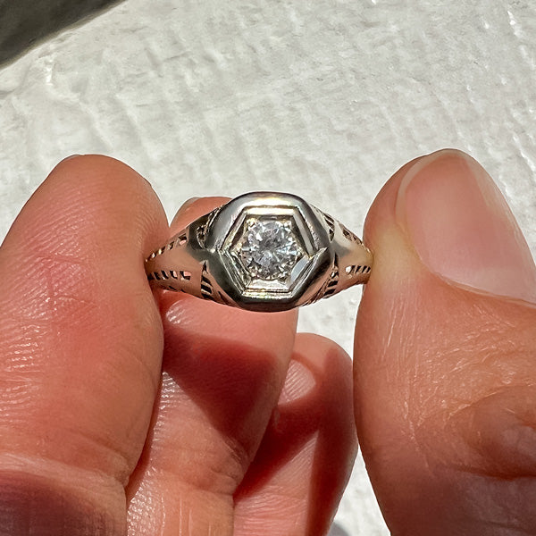 Vintage Diamond Engagement Ring, RBC 0.20ct. sold by Doyle and Doyle an antique and vintage jewelry boutique