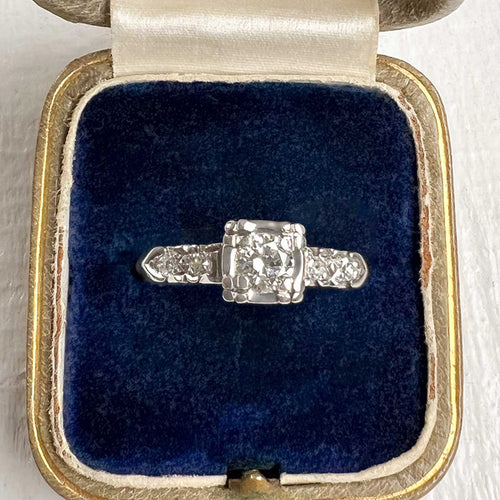 Vintage Diamond Engagement Ring, RBC 0.25ctw. sold by Doyle and Doyle an antique and vintage jewelry boutique