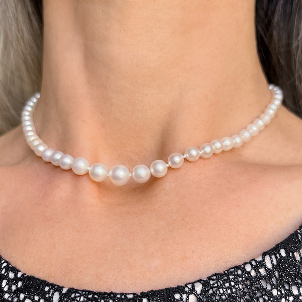 Vintage Pearl Strand Necklace sold by Doyle and Doyle an antique and vintage jewelry boutique