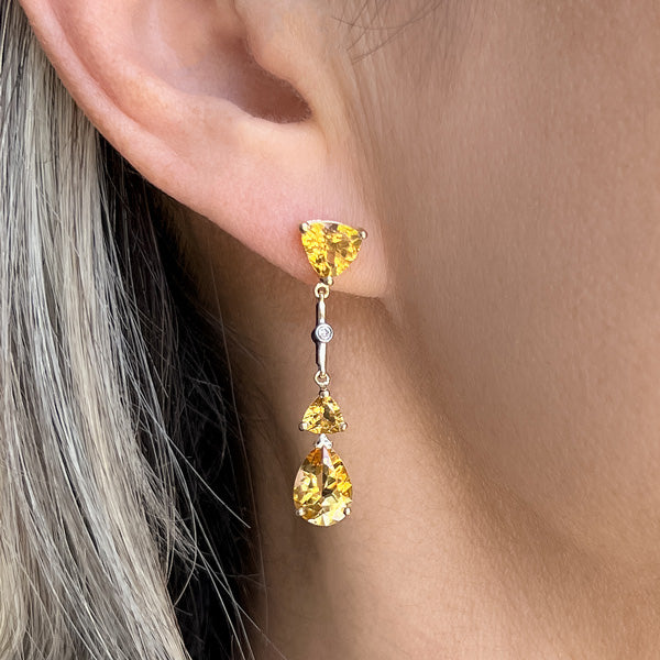 Vintage Citrine Drop Earrings sold by Doyle & Doyle an antique and vintage jewelry boutique