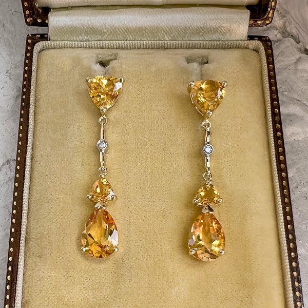 Vintage Citrine Drop Earrings sold by Doyle & Doyle an antique and vintage jewelry boutique