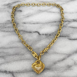 Estate Judith Ripka Diamond Heart Gold Chain Necklace, from Doyle & Doyle antique and vintage jewelry boutique