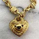 Estate Judith Ripka Diamond Heart Gold Chain Necklace, from Doyle & Doyle antique and vintage jewelry boutique