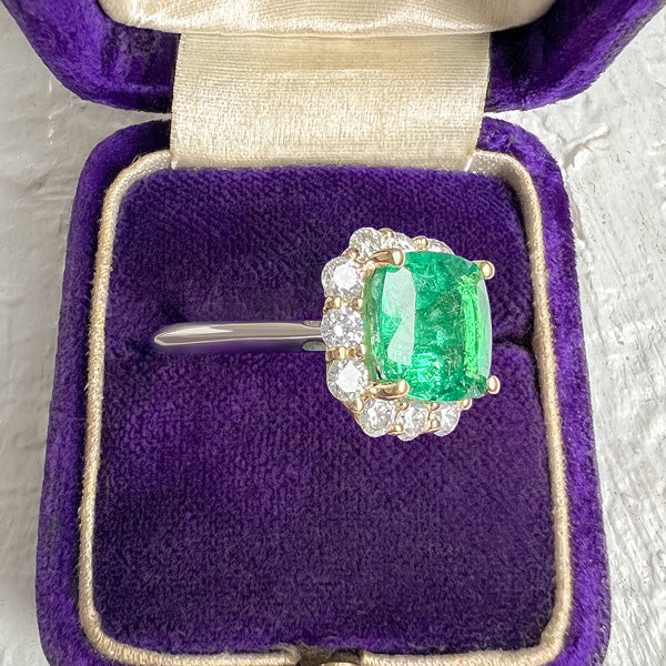 Vintage Emerald & Diamond Ring sold by Doyle and Doyle an antique and vintage jewelry boutique
