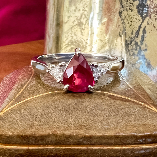 Ruby (No Heat) 1.26 & Diamond Ring sold by Doyle and Doyle an antique and vintage jewelry boutique