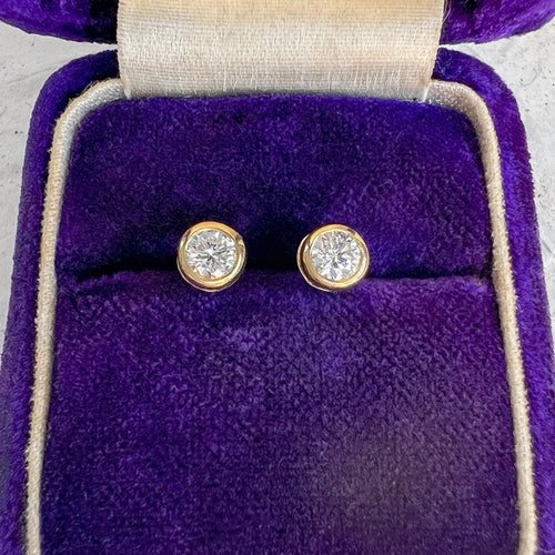 Bezel Set Diamond Stud Earrings, sold by Doyle & Doyle jewelry boutique