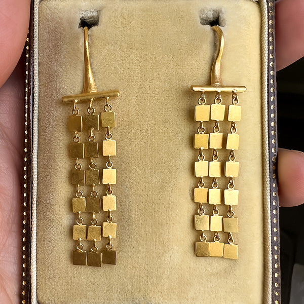 Vintage Gold Fringe Earrings sold by Doyle and Doyle an antique and vintage jewelry boutique