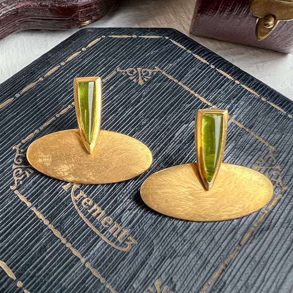 Estate Peridot Gold Earrings, from Doyle & Doyle jewelry