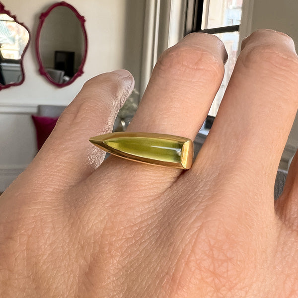 Estate Peridot Ring sold by Doyle and Doyle an antique and vintage jewelry boutique