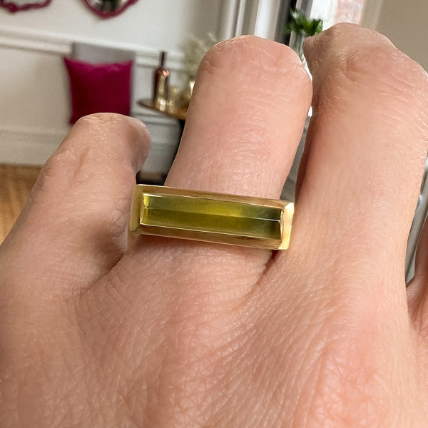 Estate Peridot Ring sold by Doyle and Doyle an antique and vintage jewelry boutique