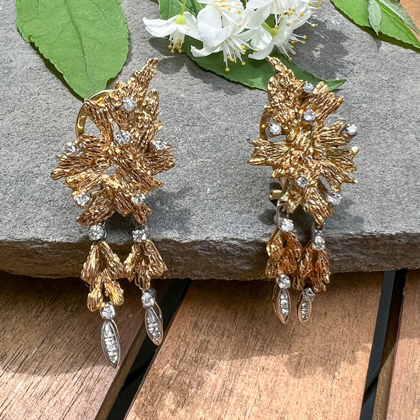 Vintage Diamond Drop Day/ Night Earrings sold by Doyle and Doyle an antique and vintage jewelry boutique