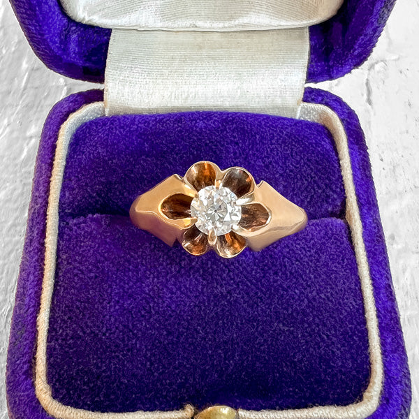 Victorian Belcher Set Diamond Ring, Old Euro 0.38ct. sold by Doyle and Doyle an antique and vintage jewelry boutique