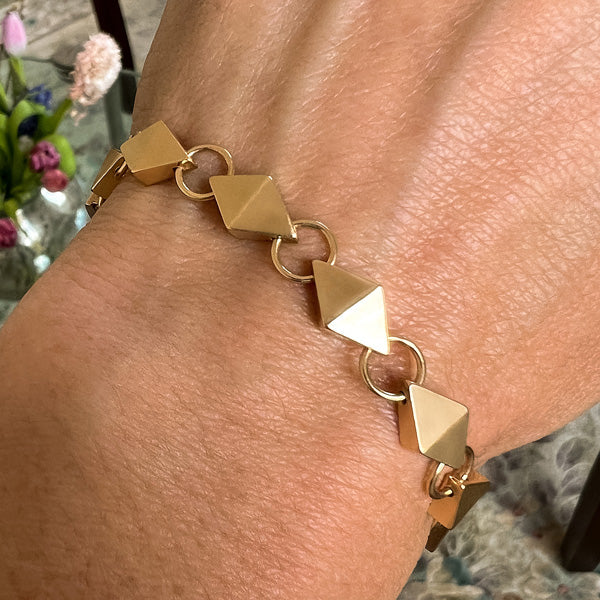 Vintage Geometric Link Bracelet sold by Doyle and Doyle an antique and vintage jewelry boutique