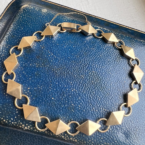 Vintage Geometric Link Bracelet sold by Doyle and Doyle an antique and vintage jewelry boutique