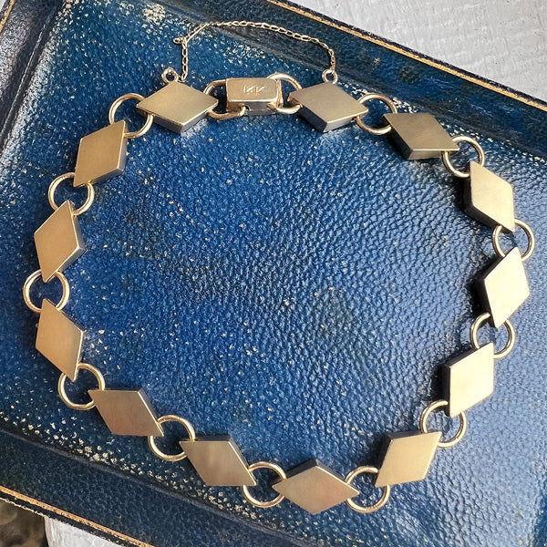 Vintage Geometric Link Bracelet sold by Doyle and Doyle an antique and vintage jewelry boutique