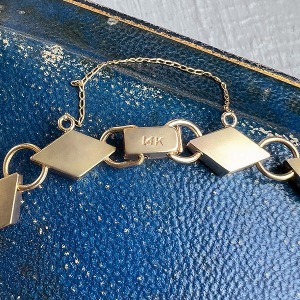 Vintage Geometric Link Bracelet sold by Doyle and Doyle an antique and vintage jewelry boutique