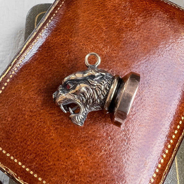 Antique Lion Fob sold by Doyle and Doyle an antique and vintage jewelry boutique