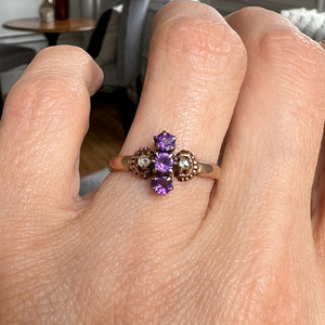 Antique Amethyst & Rose Cut Diamond Ring, sold by Doyle and Doyle an antique and vintage jewelry boutique