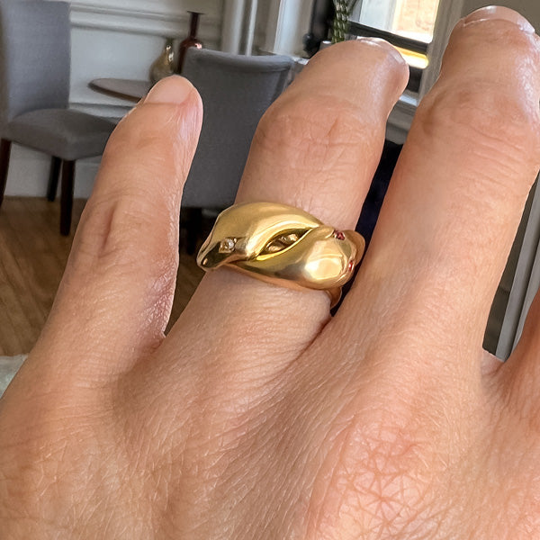 Antique Gold Double Snake Ring, from Doyle & Doyle an antique and vintage jewelry boutique