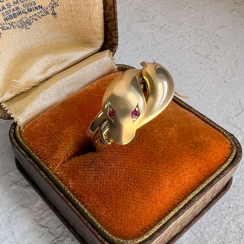 Antique Gold Double Snake Ring, from Doyle & Doyle an antique and vintage jewelry boutique