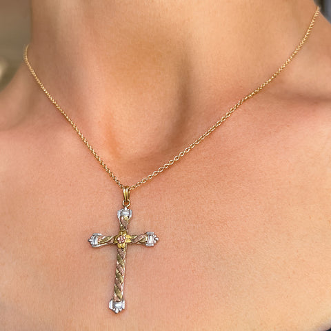 Antique Tri Gold Cross sold by Doyle and Doyle an antique and vintage jewelry boutique