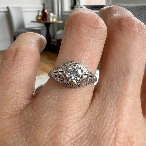 Vintage Filigree Diamond Engagement Ring, from Doyle & Doyle an antique and vintage jewelry boutique