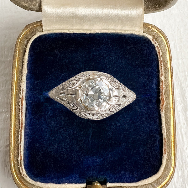 Vintage Filigree Diamond Engagement Ring, from Doyle & Doyle an antique and vintage jewelry boutique