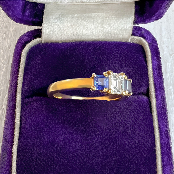 Julius Cohen Diamond & Sapphire Ring sold by Doyle and Doyle an antique and vintage jewelry boutique