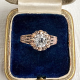 Vintage Diamond Engagement Ring in gold with black enamel, sold by Doyle & Doyle antique and vintage jewelry boutique