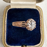 Vintage Diamond Engagement Ring in gold with black enamel, sold by Doyle & Doyle antique and vintage jewelry boutique