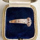 Vintage Diamond Engagement Ring in gold with black enamel, sold by Doyle & Doyle antique and vintage jewelry boutique