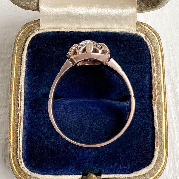 Vintage Diamond Engagement Ring in gold with black enamel, sold by Doyle & Doyle antique and vintage jewelry boutique