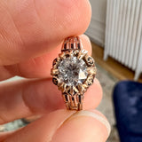 Vintage Diamond Engagement Ring in gold with black enamel, sold by Doyle & Doyle antique and vintage jewelry boutique