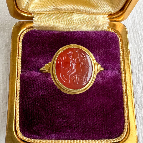 Antique Carnelian Intaglio Ring sold by Doyle and Doyle an antique and vintage jewelry boutique
