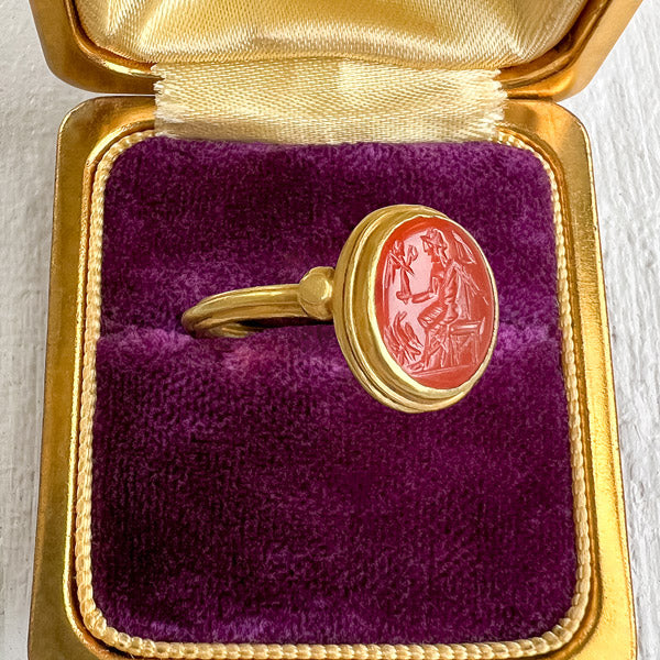 Antique Carnelian Intaglio Ring sold by Doyle and Doyle an antique and vintage jewelry boutique