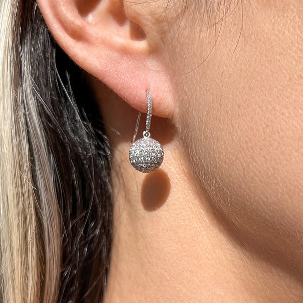 Diamond Ball Earrings sold by Doyle and Doyle an antique and vintage jewelry boutique