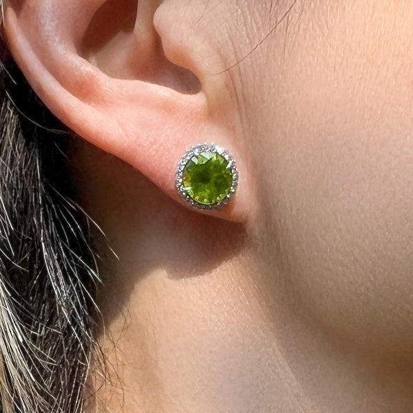 Peridot & Diamond Earrings sold by Doyle and Doyle an antique and vintage jewelry boutique